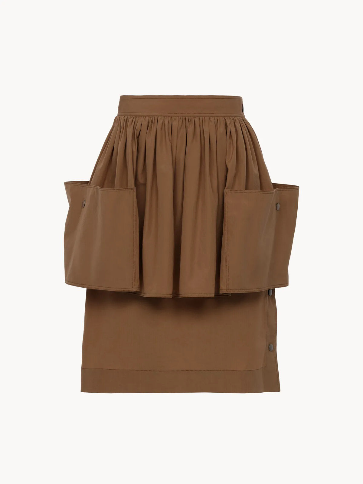 Layered knee-length skirt in cotton poplin
