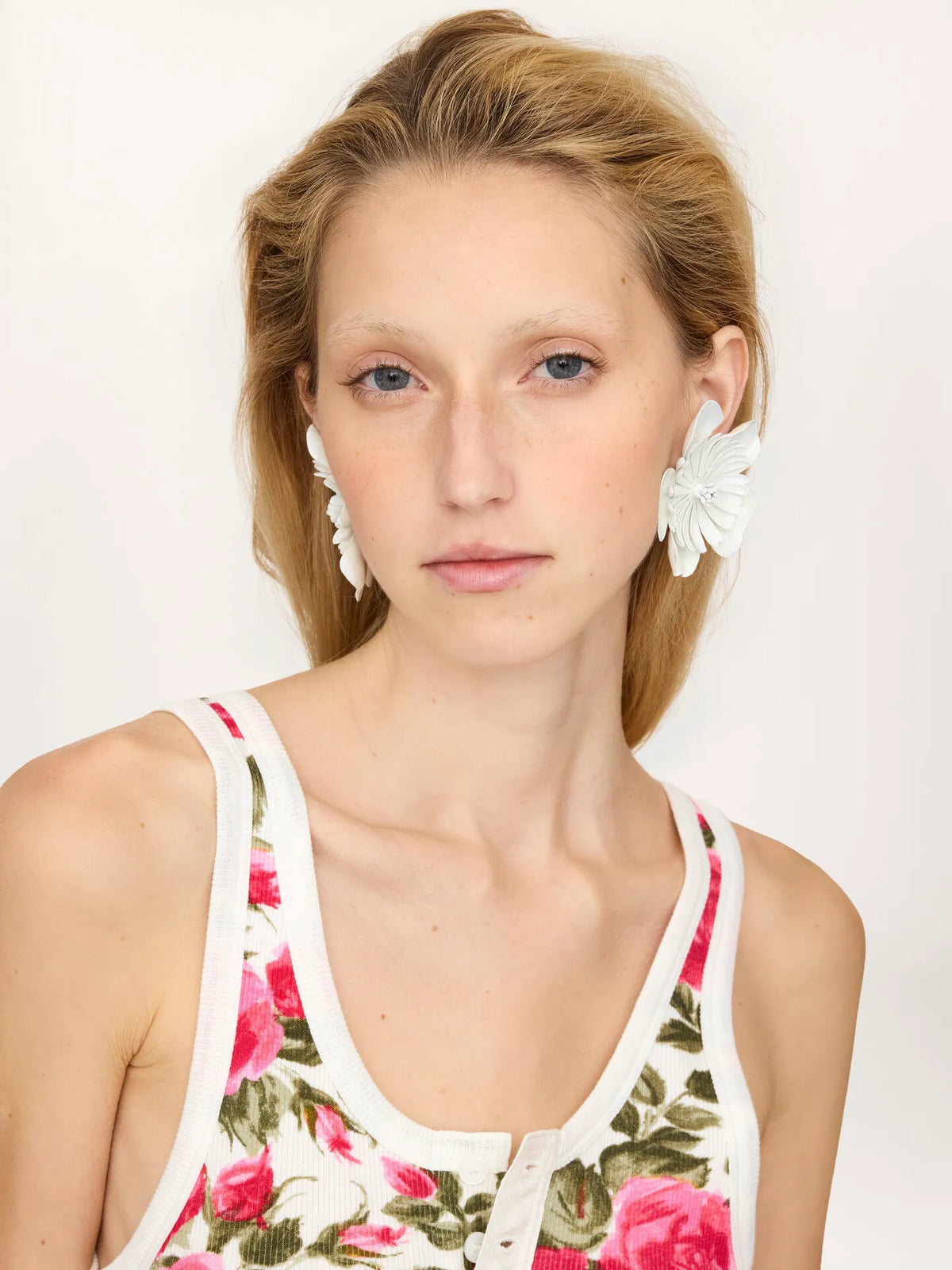 Henley tank top in cotton jersey