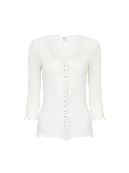 Fitted top in cotton & silk jersey