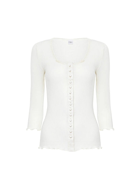 Fitted top in cotton & silk jersey