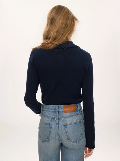 Fitted logo cardigan in a wool knit