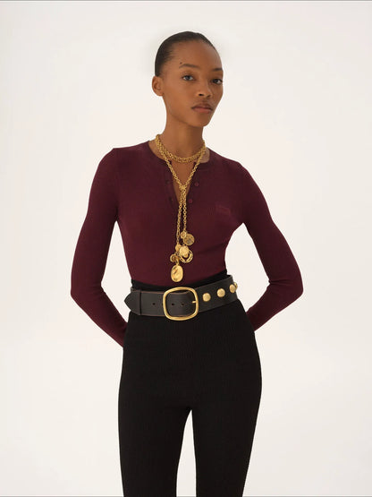 Henley shirt in superfine wool knit