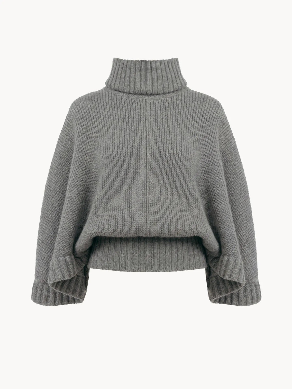 Short turtleneck cape in a wool & cashmere knit