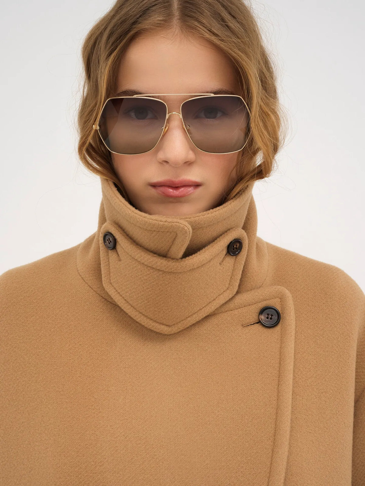 Oversized short coat in wool