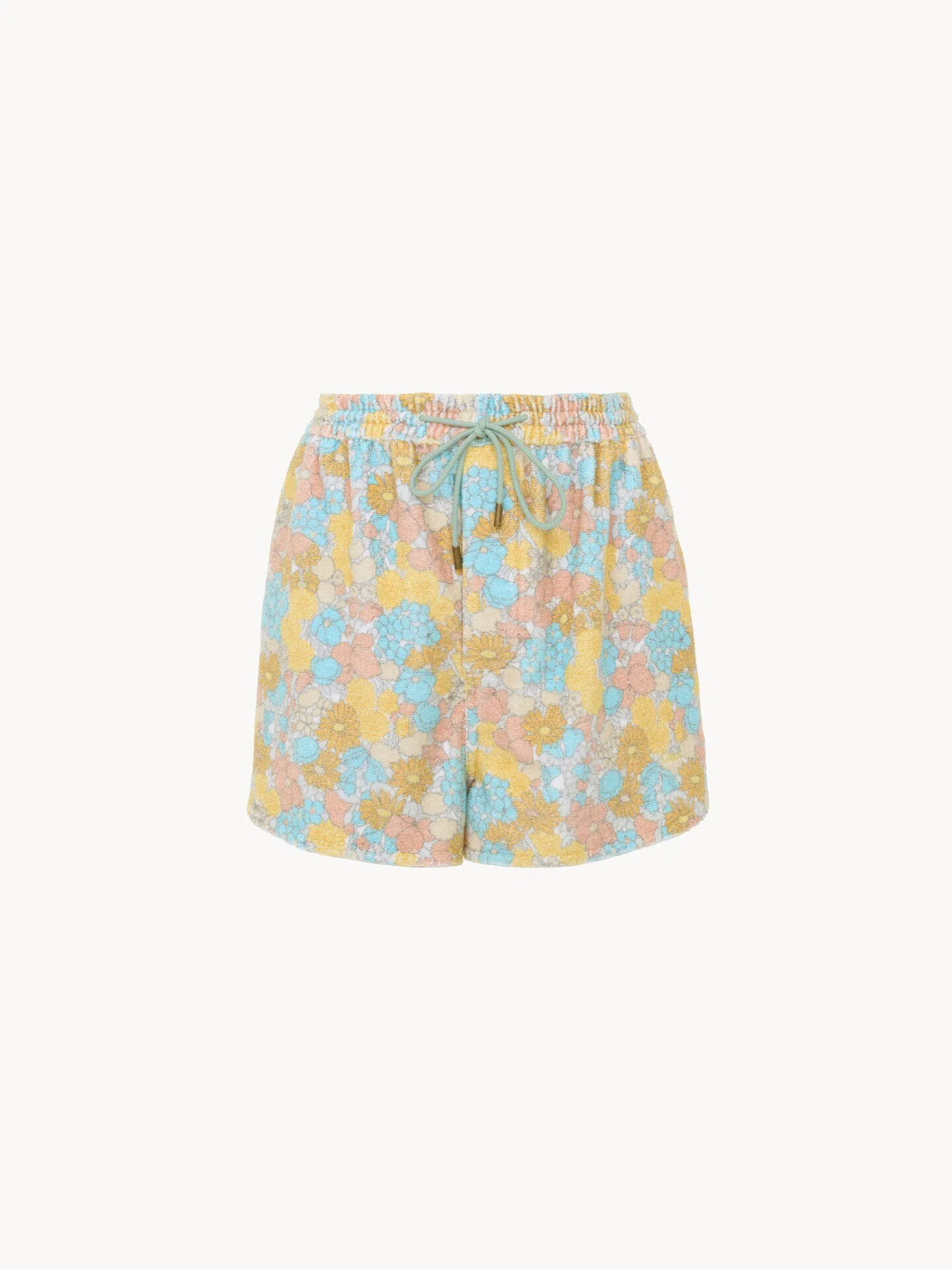 Drawstring mini shorts in cotton toweling
