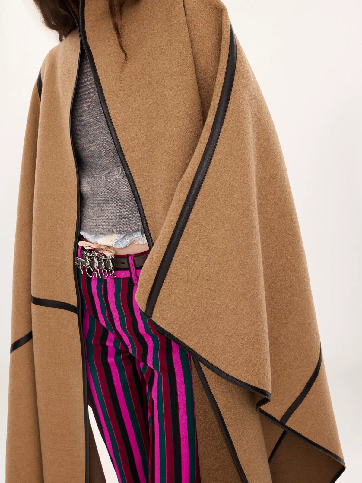 Oversized long cape coat in wool