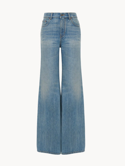 High-rise wide-leg jeans in denim