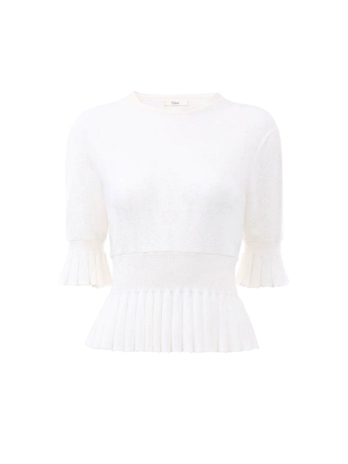 Cropped ruffle sweater in a wool knit