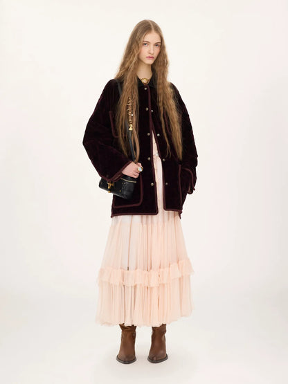 Padded short coat in check cotton