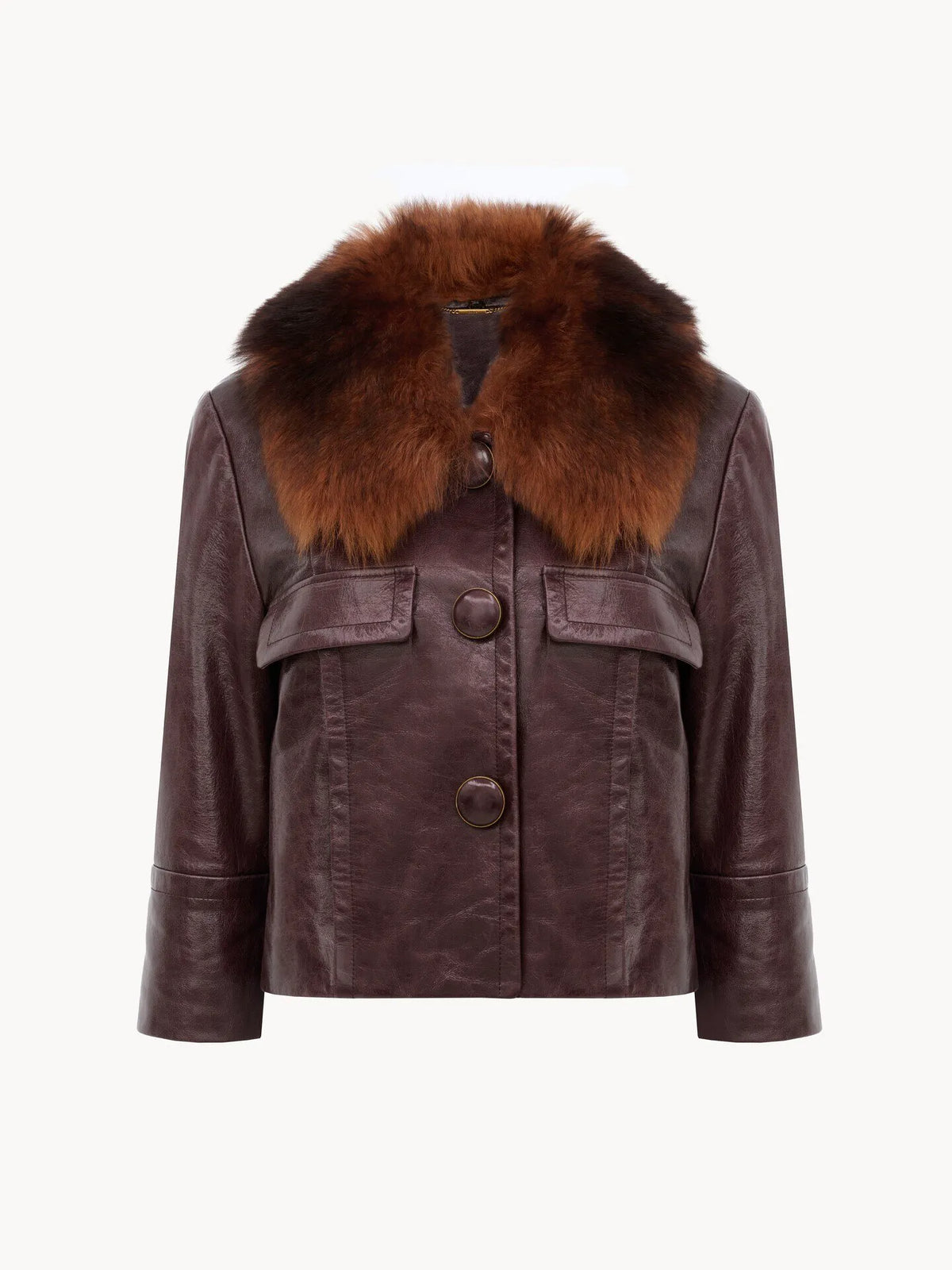 Cropped jacket in leather