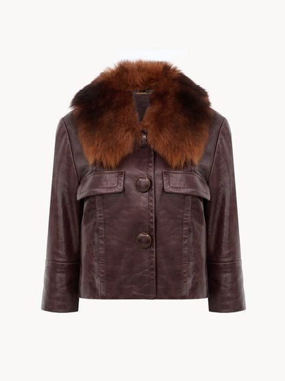Cropped jacket in leather