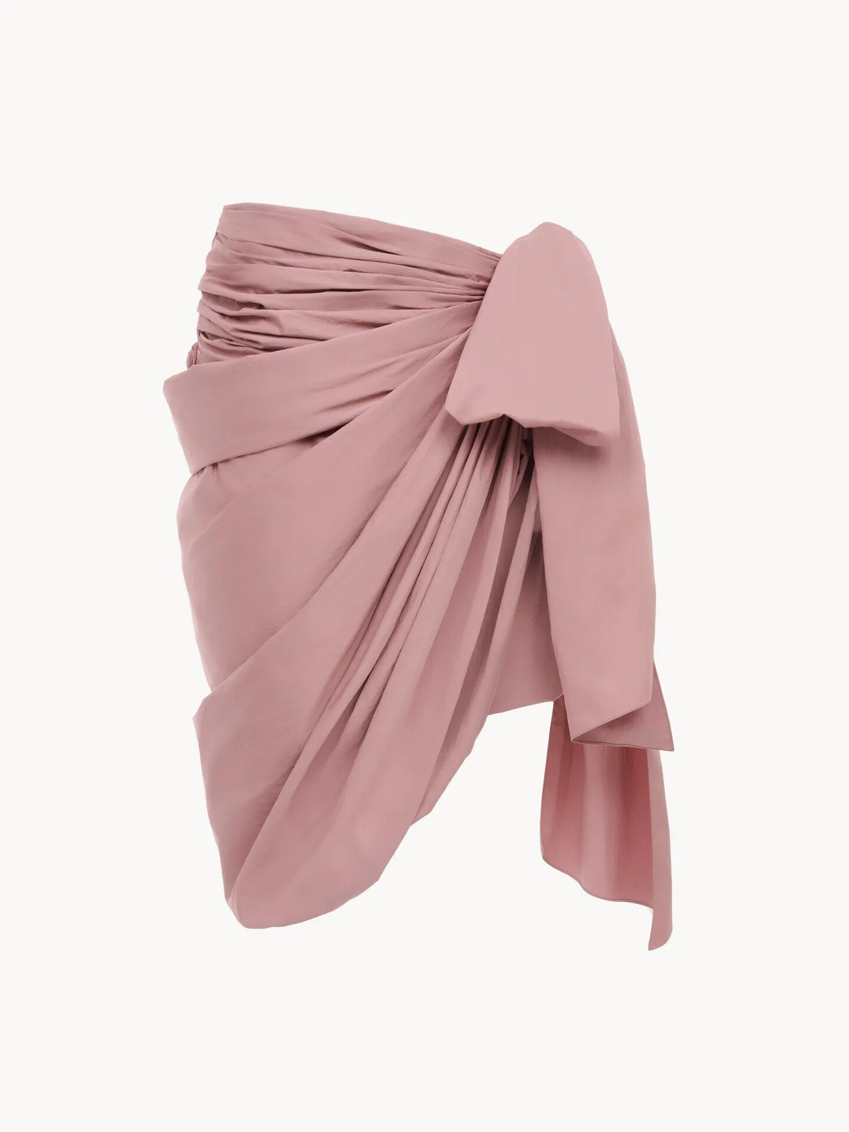 Knee-length wrap skirt in technical satin