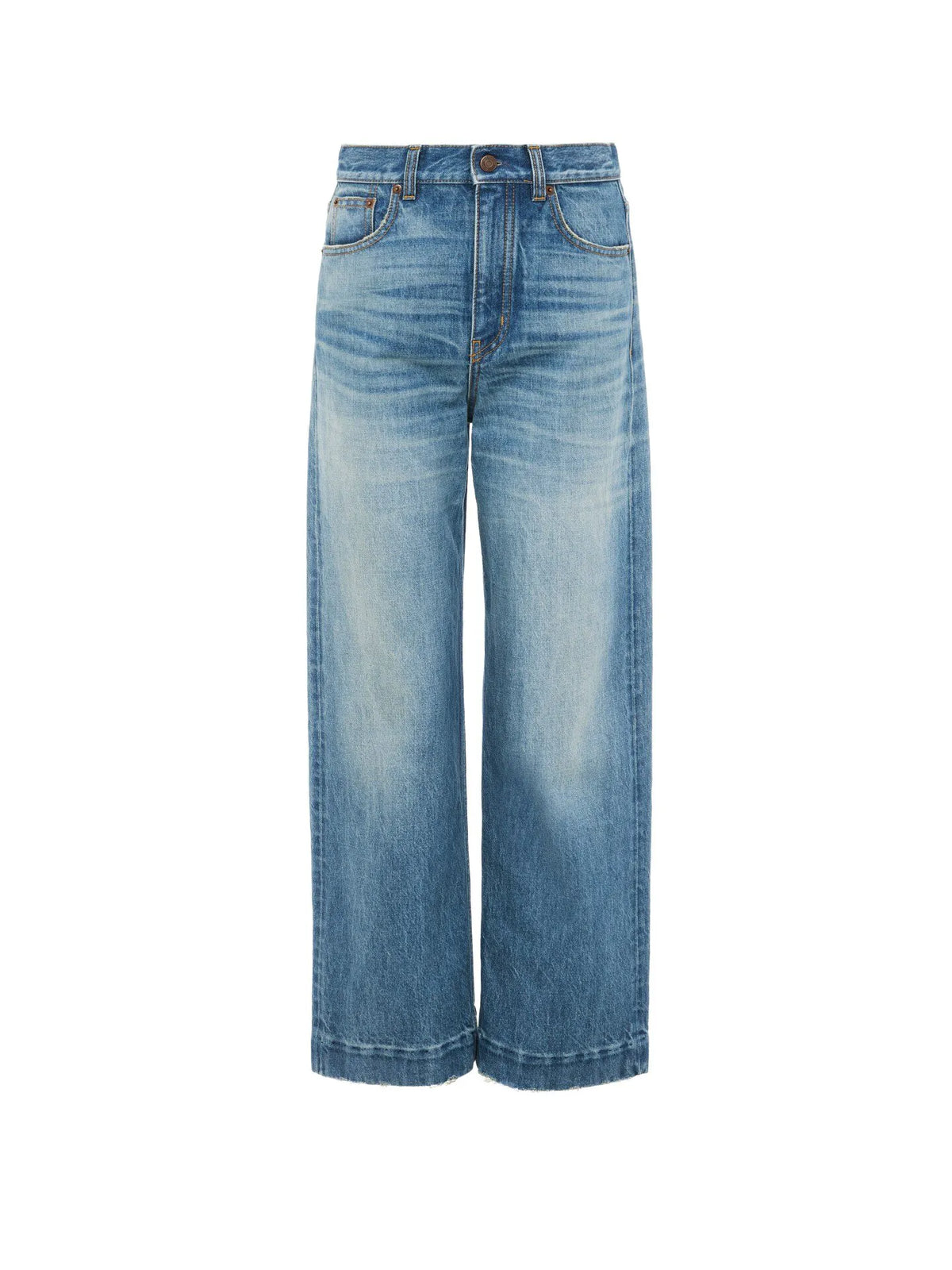 High-rise cropped jeans in denim