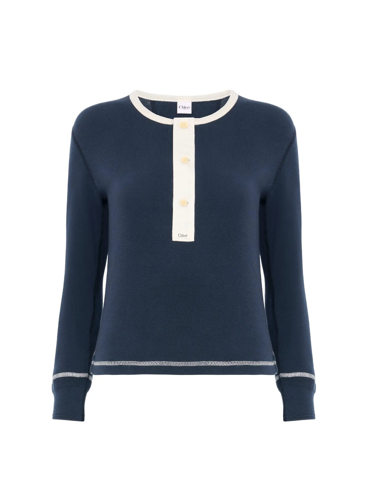 Fitted Henley shirt in cotton jersey