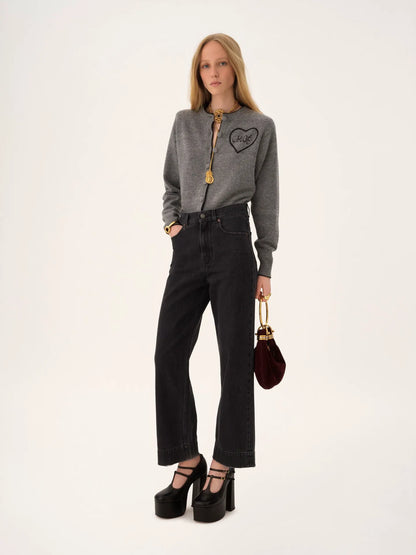 Fitted logo cardigan in a wool & cashmere knit