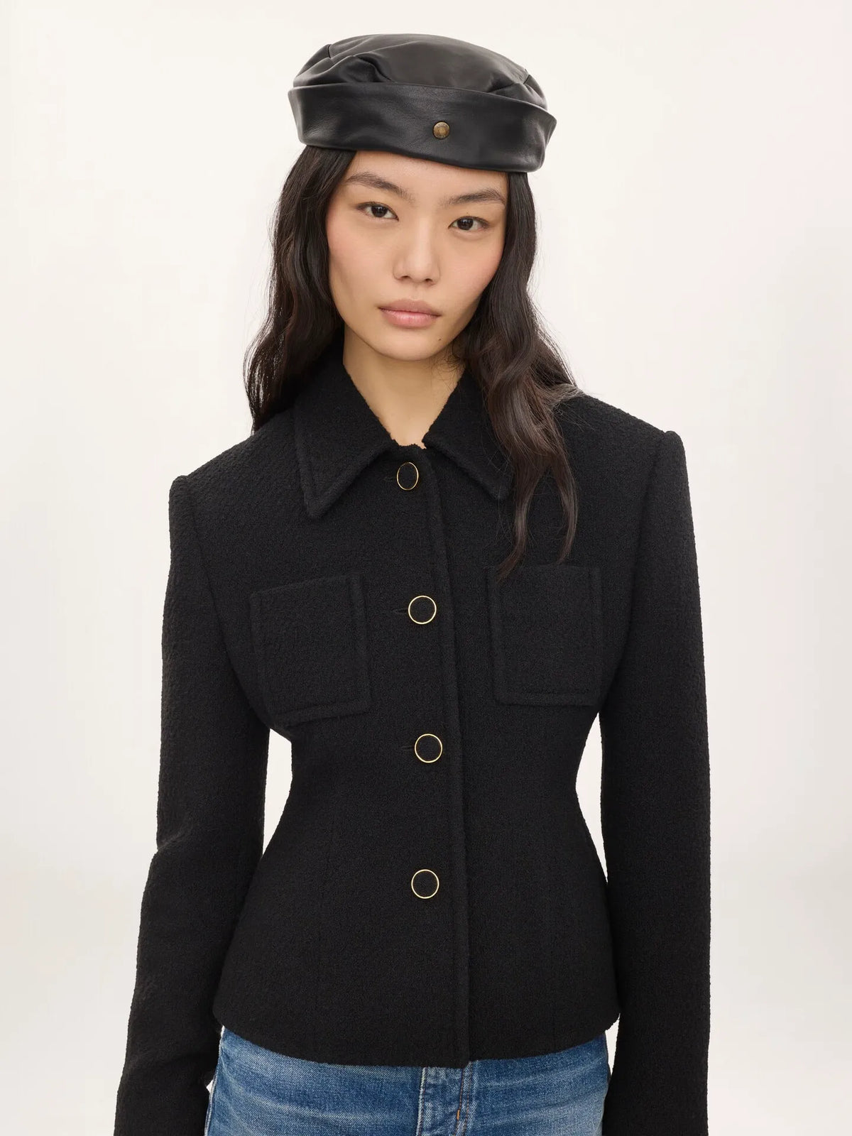 Fitted tailored jacket in wool bouclette