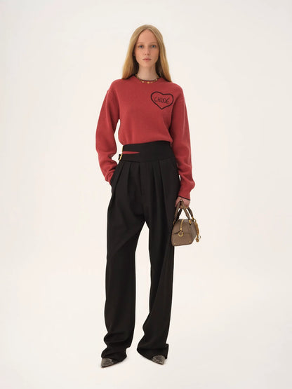 Cropped fitted logo sweater in a wool knit