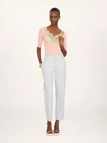 Cigarette pants in a linen-cotton mix