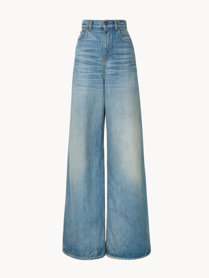 High-rise wide-leg jeans in denim