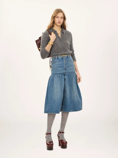 Polo sweater in an alpaca wool-blend knit