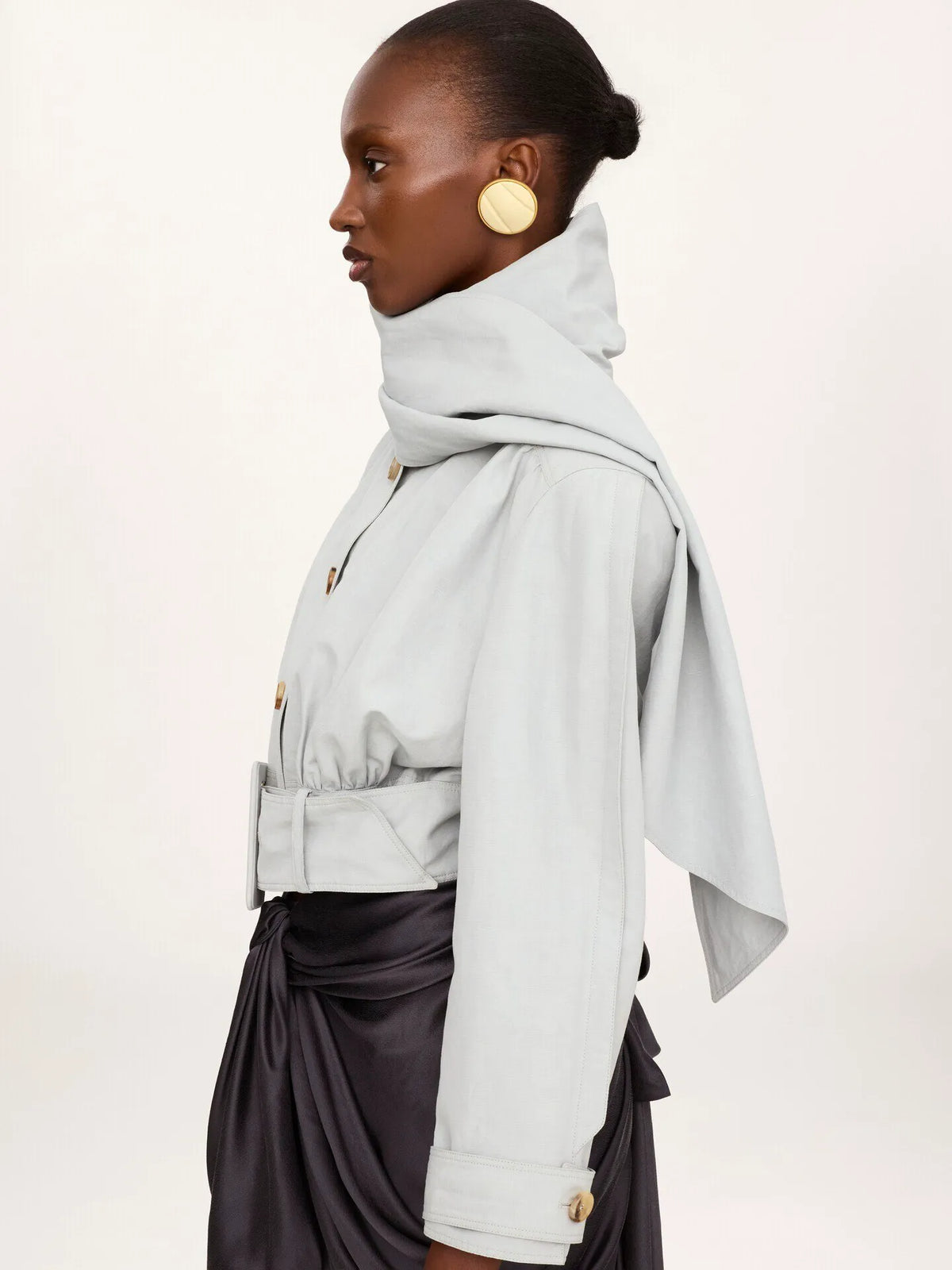 Cropped scarf jacket in a linen-cotton mix