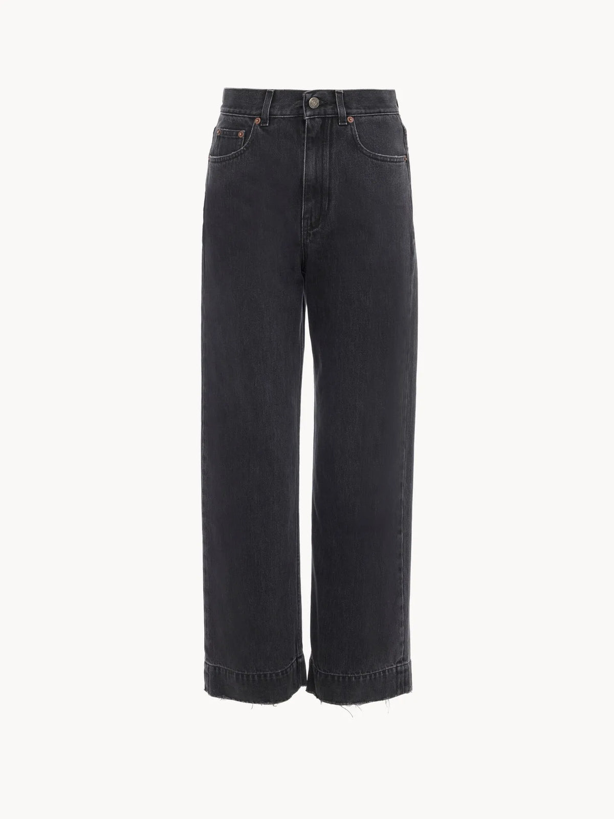 High-rise cropped jeans in denim