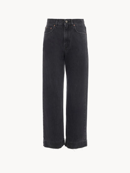 High-rise cropped jeans in denim