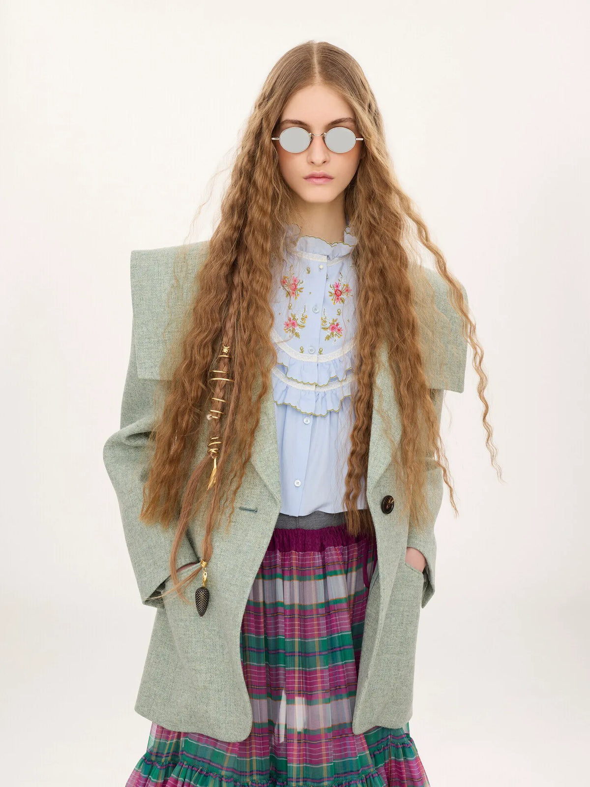 Single-breasted tailored jacket in chiné wool
