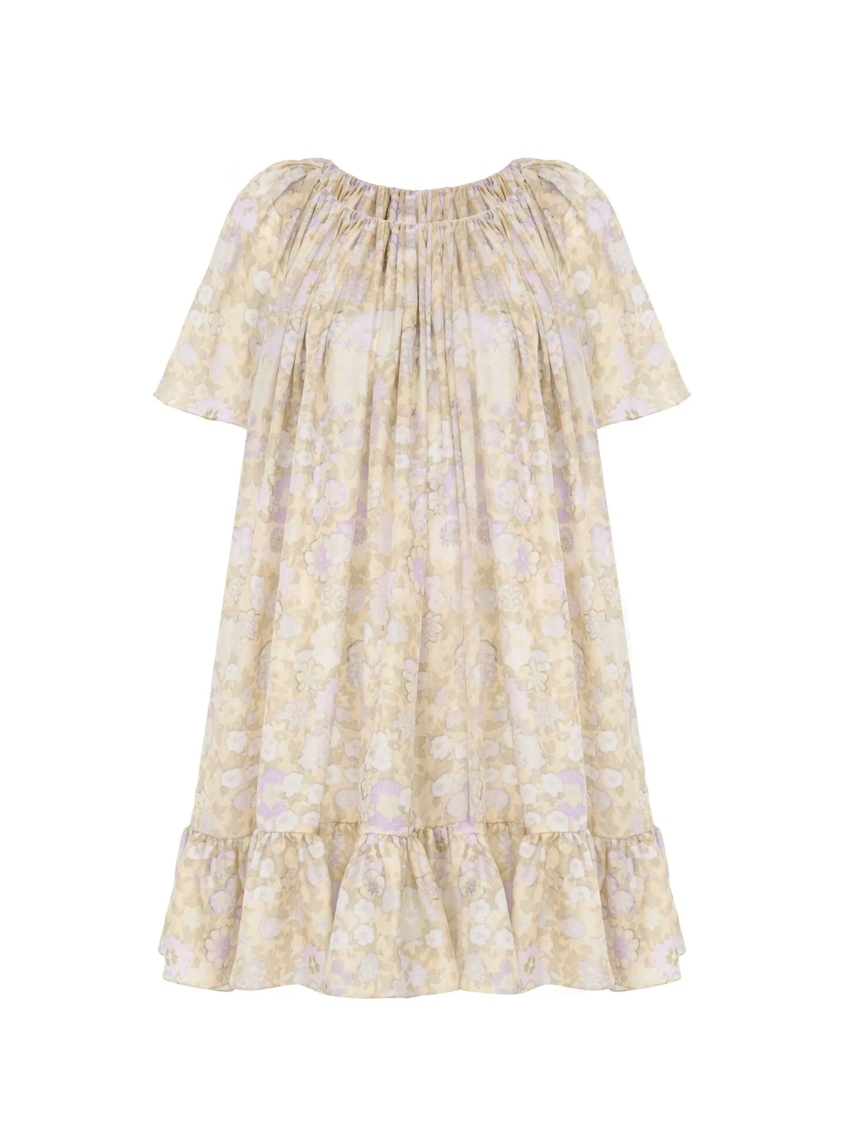 Short pleated dress in silk charmeuse