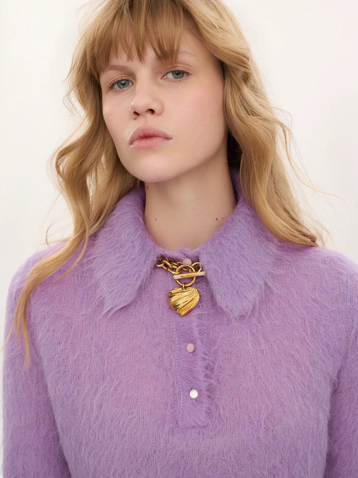 Polo sweater in an alpaca wool-blend knit