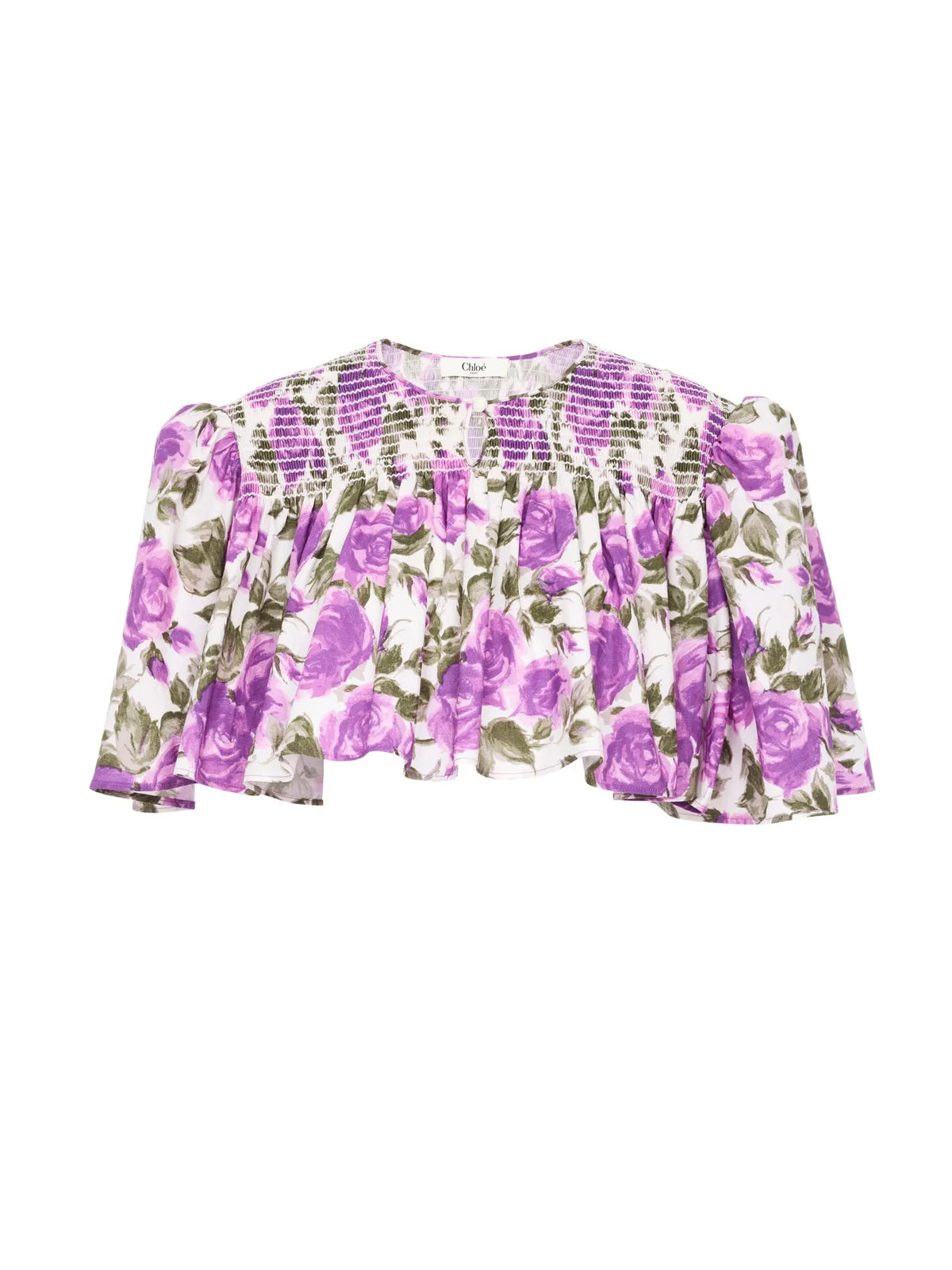 Gathered cropped top in cotton poplin