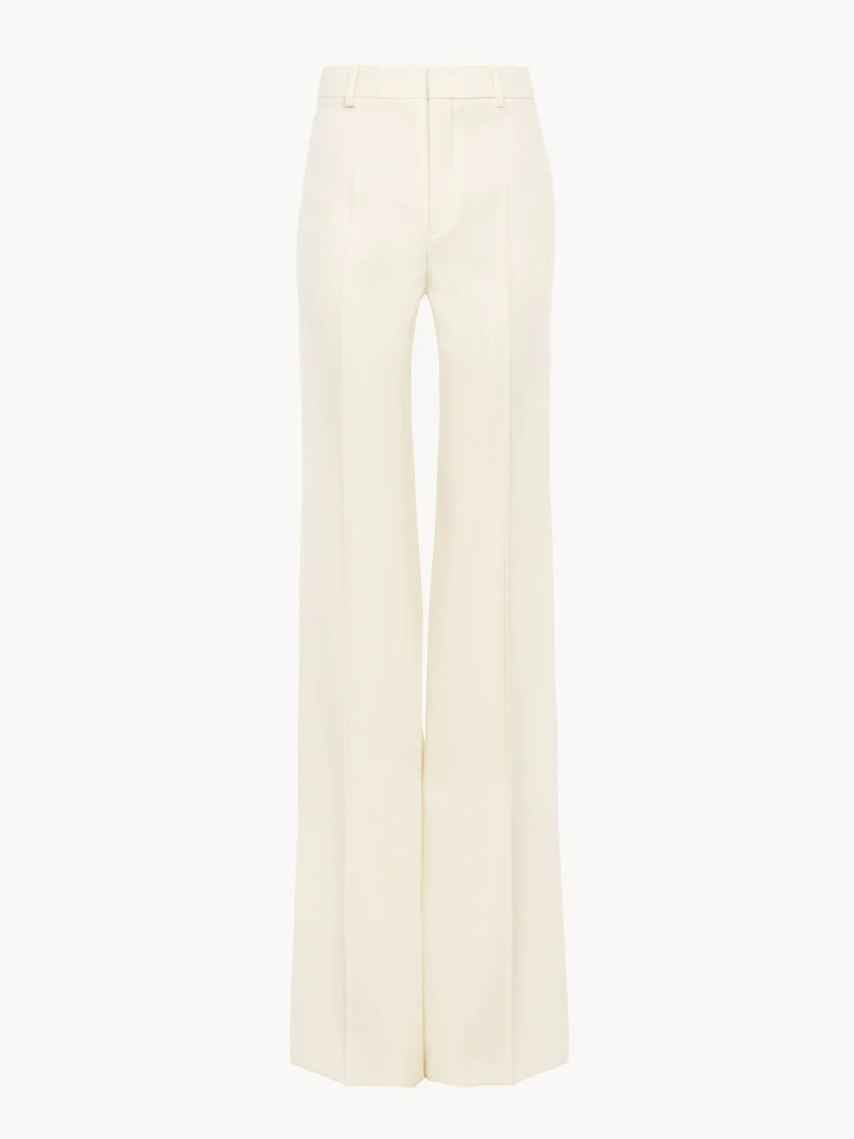 High-rise flared pants in wool grain de poudre