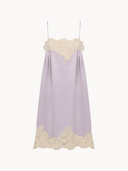 Thin-strap mini dress in washed silk satin