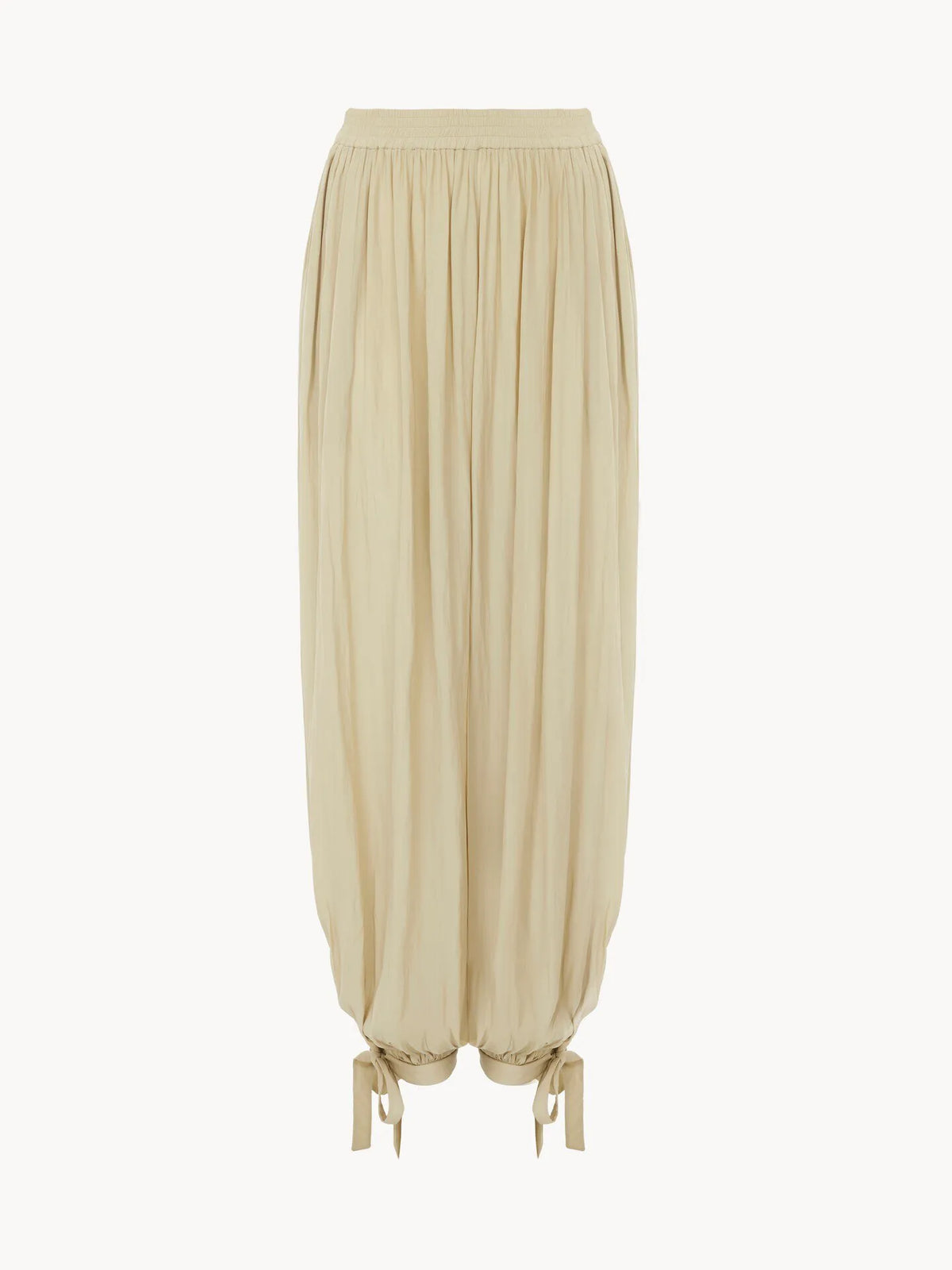 Fluid pleated pants in washed technical satin