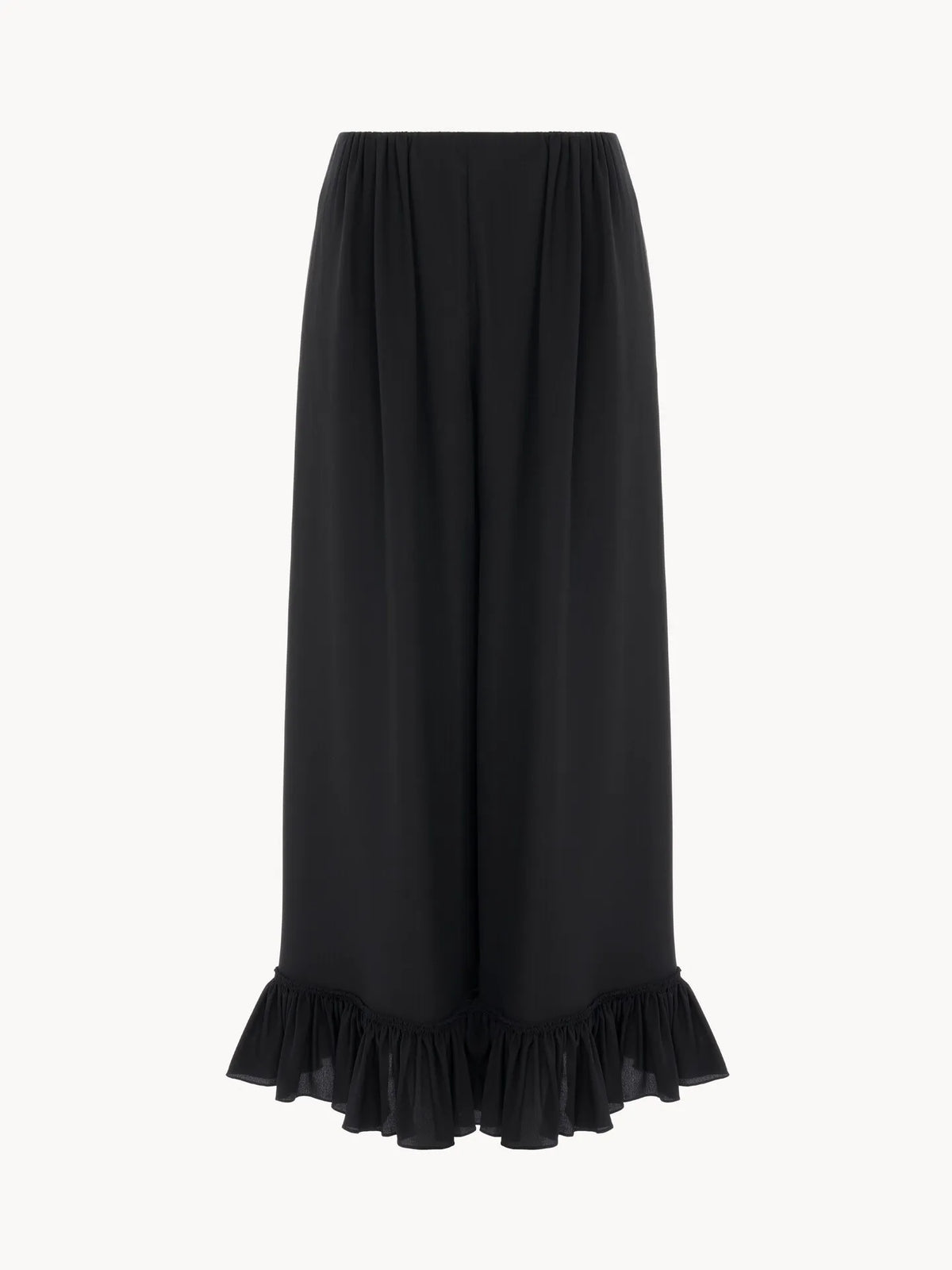 Cropped fluid pants in crêpe de chine
