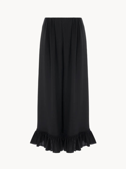 Cropped fluid pants in crêpe de chine