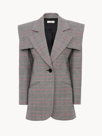 Single-breasted tailored jacket in Prince of Wales wool