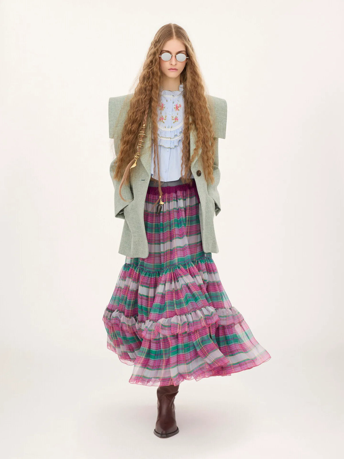 Single-breasted tailored jacket in chiné wool