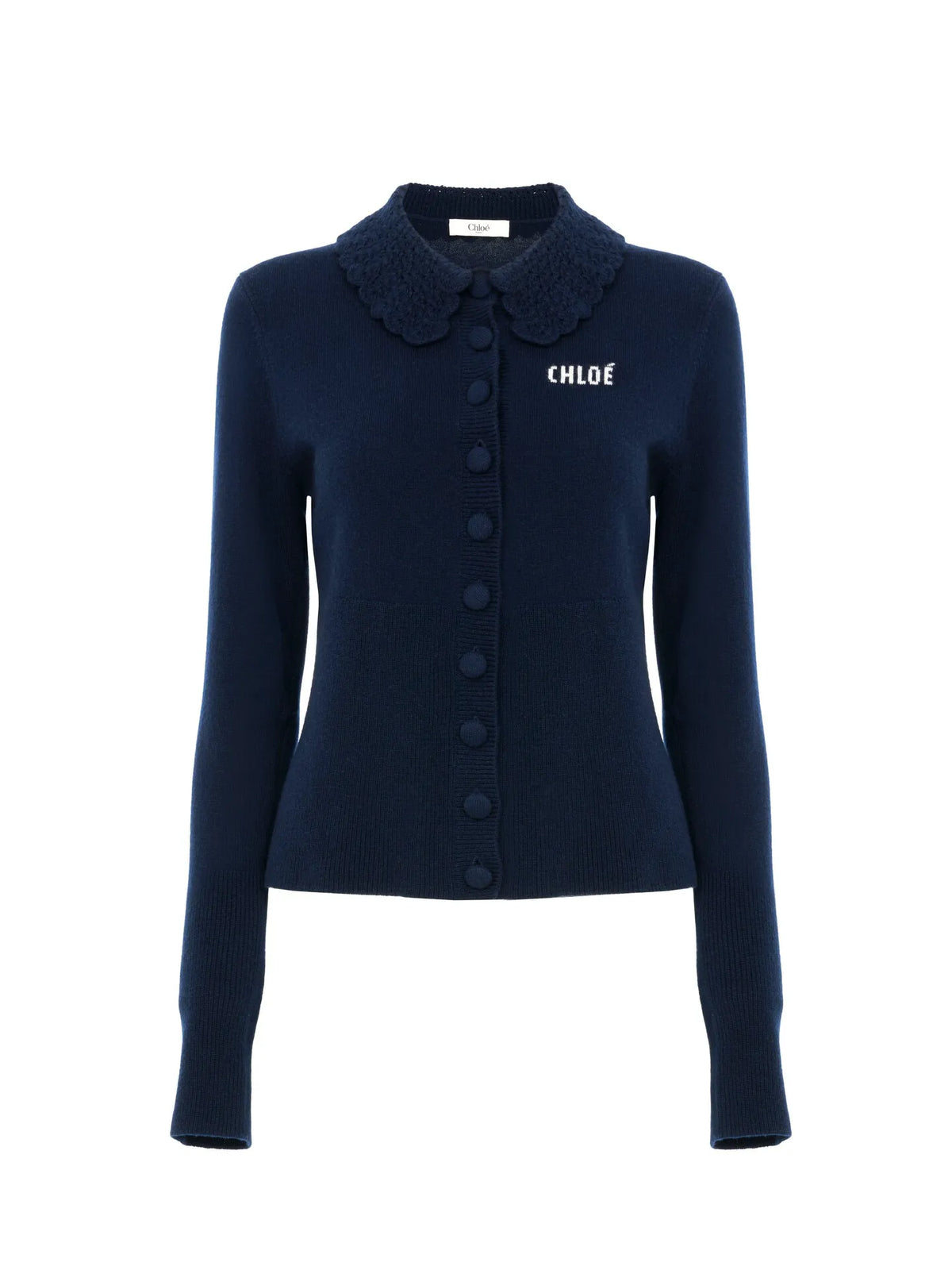 Fitted logo cardigan in a wool knit