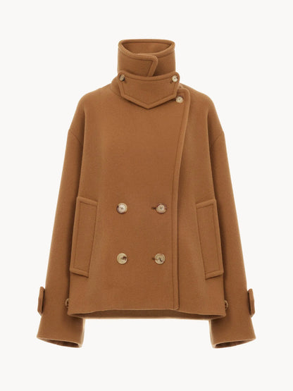 Oversized short coat in wool
