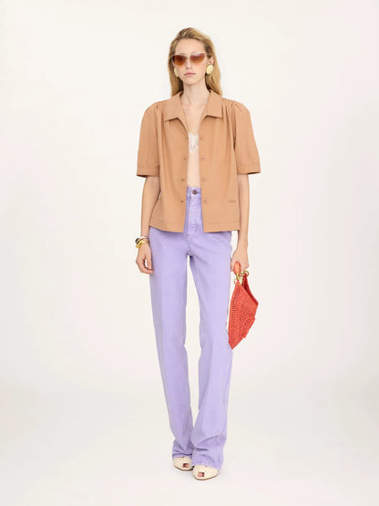 Short-sleeve shirt in cotton poplin