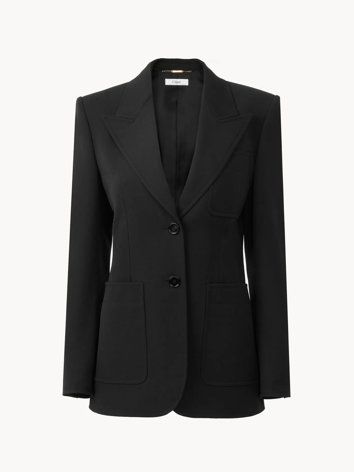Single-breasted tailored jacket in wool grain de poudre