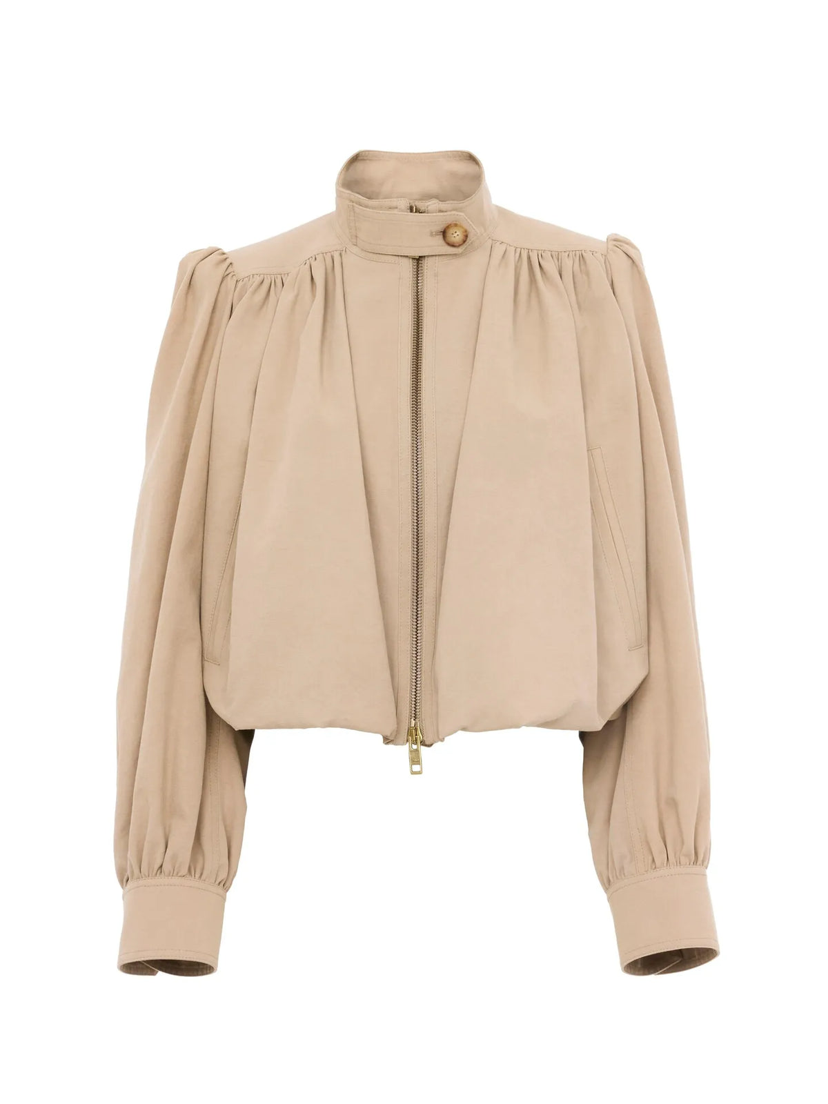 Gathered boule jacket in cotton canvas
