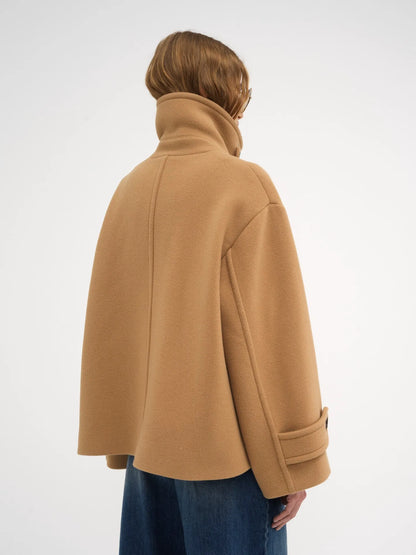 Oversized short coat in wool