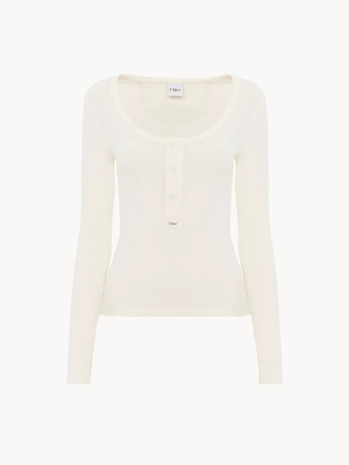 Scoop-neck Henley shirt in cotton jersey