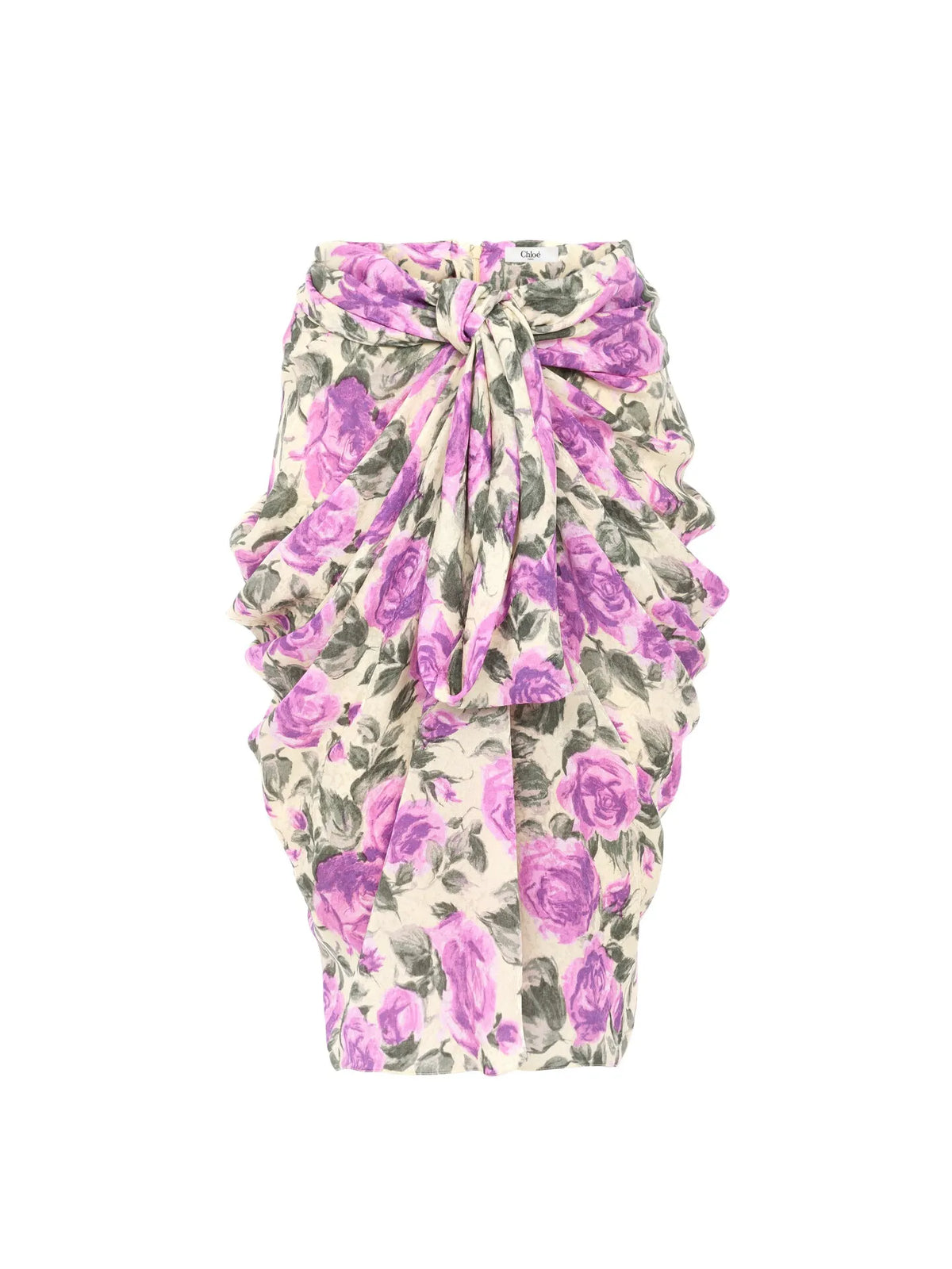 Knee-length wrap skirt in silk