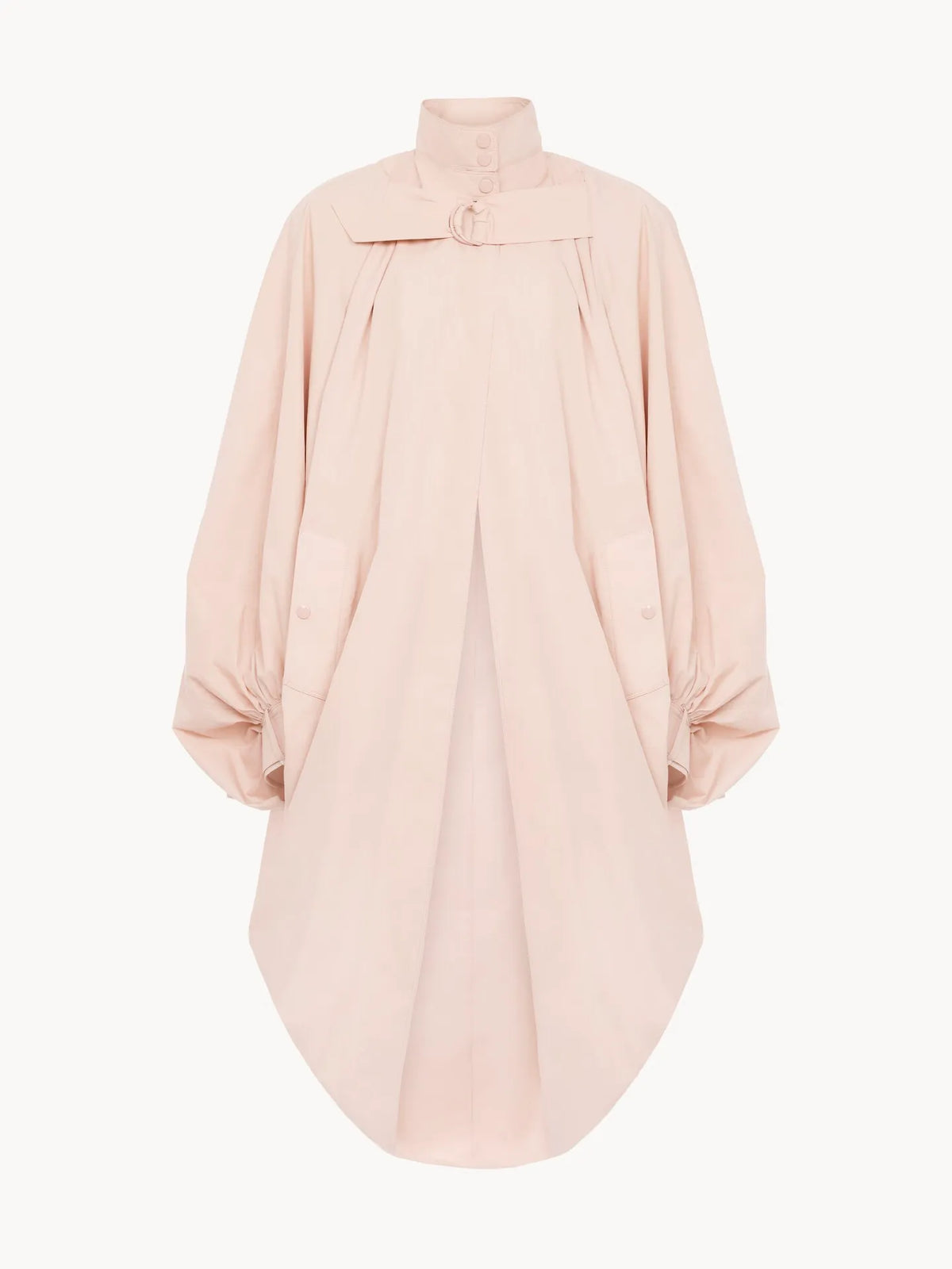 High-neck oversized cape coat in cotton poplin
