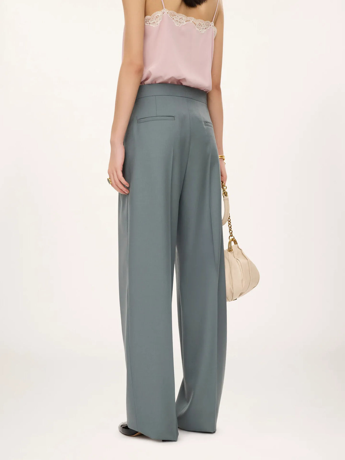 Tailored cigarette pants in wool gabardine