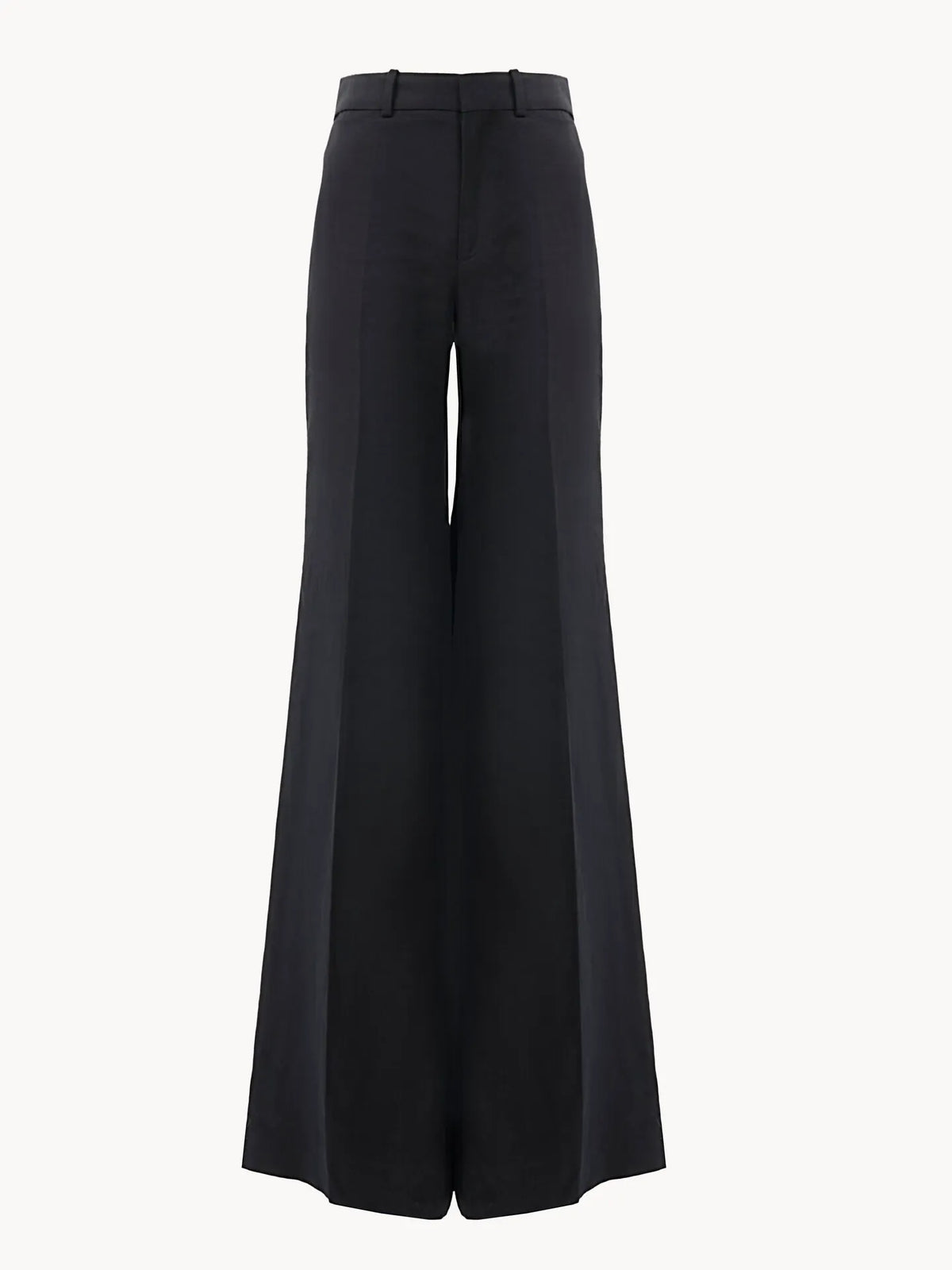 High-rise flared pants in linen crêpe
