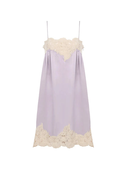 Thin-strap mini dress in washed silk satin